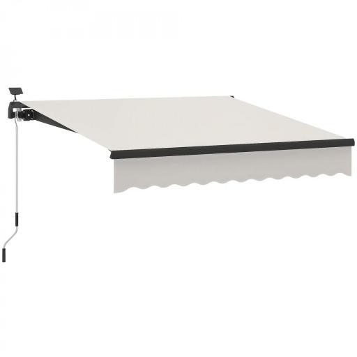 Toldo Retráctil Manual con Luces LED Solares Inclinación Ajustable 45-90° y Protección UPF50+ Exterior 3x2,5 m Crema [9]