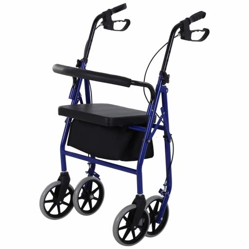 Andador para Adultos Plegable Con Almacenaje Asiento y Frenos 65x53x79-89 cm Azul y Negro [9]