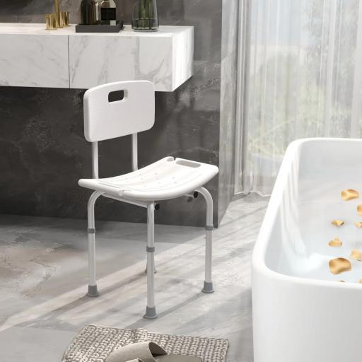 Silla para Ducha con Respaldo Altura Regulable y Antideslizante Carga 136 kg para Ancianos y Discapacitados [8]