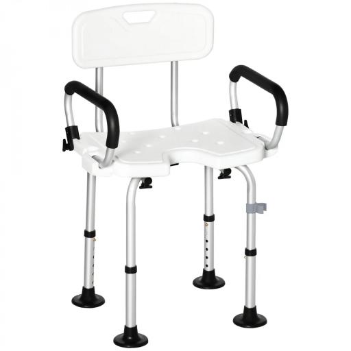 Silla para Ducha Taburete de Ducha Antideslizante con Altura Ajustable y Apoyabrazos Regulable Carga 136 kg