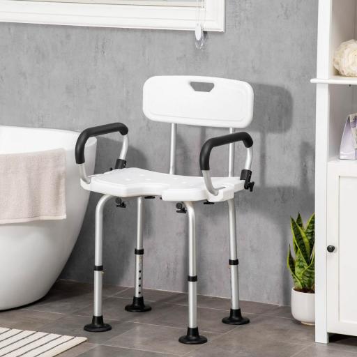 Silla para Ducha Taburete de Ducha Antideslizante con Altura Ajustable y Apoyabrazos Regulable Carga 136 kg [7]