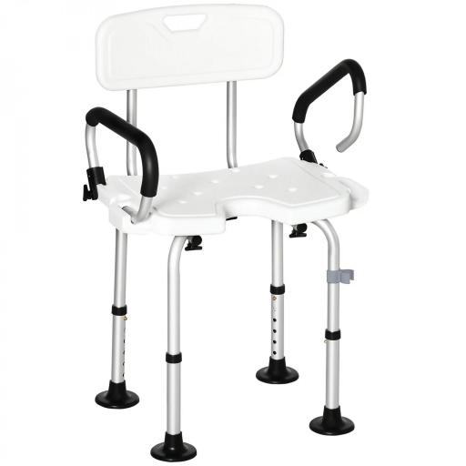 Silla para Ducha Taburete de Ducha Antideslizante con Altura Ajustable y Apoyabrazos Regulable Carga 136 kg [9]
