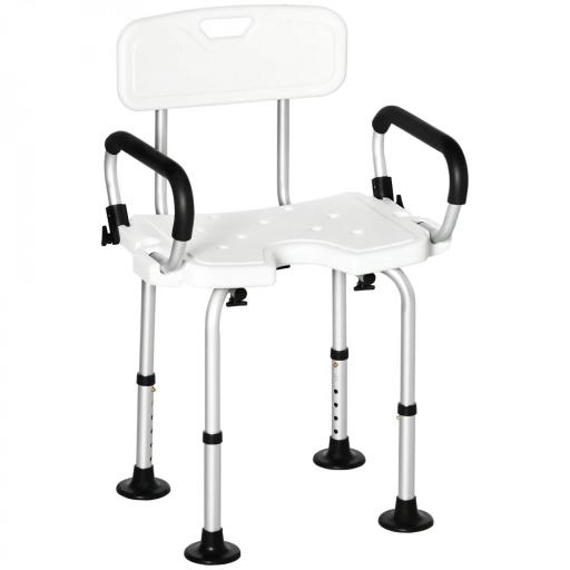 Silla para Ducha Taburete de Ducha Antideslizante con Altura Ajustable y Apoyabrazos Regulable Carga 136 kg [10]