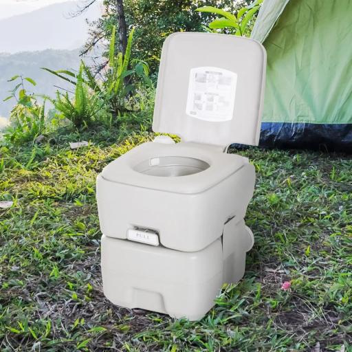 Inodoro Portátil Químico Baño Móvil WC 20L con Extraíble Tanque de Aguas Residuales y Tanque de Agua para Camping Viaje Ancianos Caravana Barco con Cisterna Carga 147 kg 41,5x36,5x42 cm HDPE