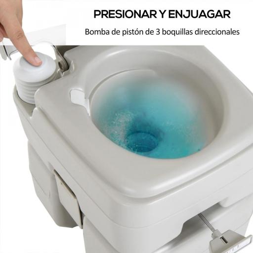 Inodoro Portátil Químico Baño Móvil WC 20L con Extraíble Tanque de Aguas Residuales y Tanque de Agua para Camping Viaje Ancianos Caravana Barco con Cisterna Carga 147 kg 41,5x36,5x42 cm HDPE [4]