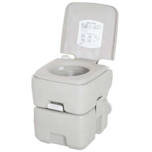 Inodoro Portátil Químico Baño Móvil WC 20L con Extraíble Tanque de Aguas Residuales y Tanque de Agua para Camping Viaje Ancianos Caravana Barco con Cisterna Carga 147 kg 41,5x36,5x42 cm HDPE [9]