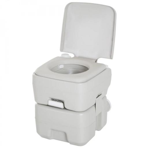 Inodoro Portátil Químico Baño Móvil WC 20L con Extraíble Tanque de Aguas Residuales y Tanque de Agua para Camping Viaje Ancianos Caravana Barco con Cisterna Carga 147 kg 41,5x36,5x42 cm HDPE [8]