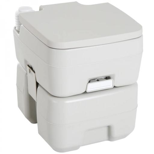 Inodoro Portátil Químico Baño Móvil WC 20L con Extraíble Tanque de Aguas Residuales y Tanque de Agua para Camping Viaje Ancianos Caravana Barco con Cisterna Carga 147 kg 41,5x36,5x42 cm HDPE [10]