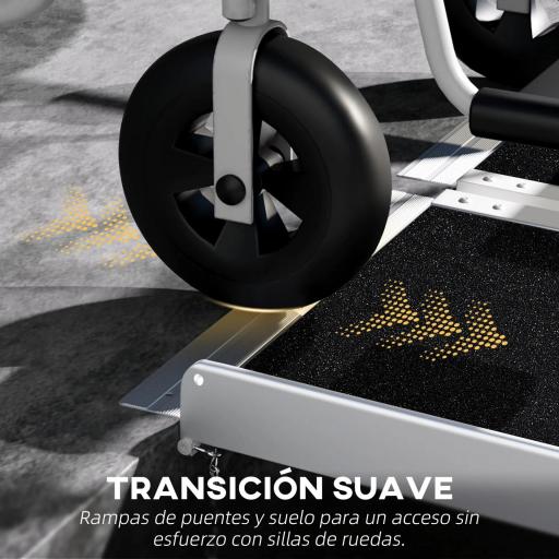 Rampa para Silla de Ruedas Plegable 122x73,5 cm Rampa Portátil de Aluminio Rampa de Umbral Antideslizante Negro [2]