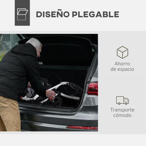 Andador para Personas Mayores Plegable de Aluminio con 4 Ruedas Bandeja Altura Ajustable Frenos de Maneta Blanco [3]