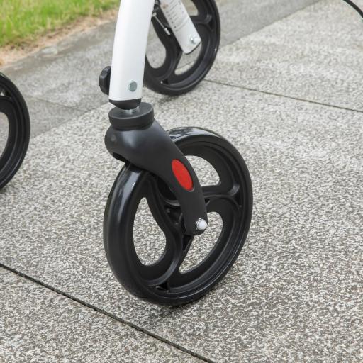 Andador para Personas Mayores Plegable de Aluminio con 4 Ruedas Bandeja Altura Ajustable Frenos de Maneta Blanco [7]