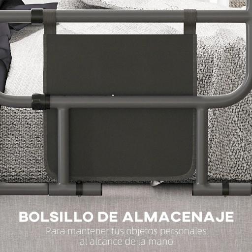 Barandilla de Cama Adulto Asidero para la Cama Plegable con Bolsillo de Almacenamiento 61x66x55 cm Gris [7]