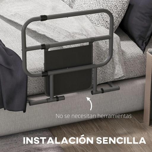 Barandilla de Cama Adulto Asidero para la Cama Plegable con Bolsillo de Almacenamiento 61x66x55 cm Gris [4]