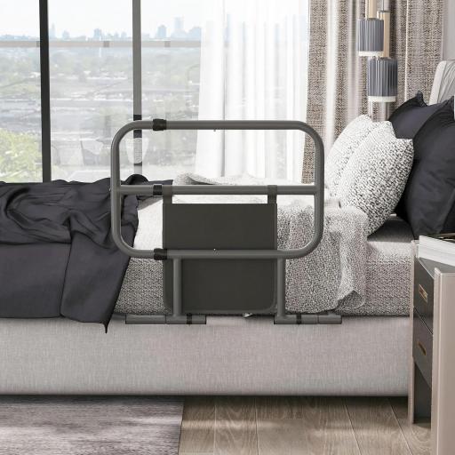 Barandilla de Cama Adulto Asidero para la Cama Plegable con Bolsillo de Almacenamiento 61x66x55 cm Gris [5]