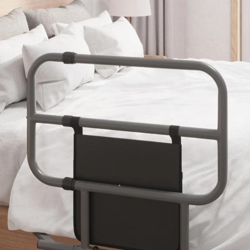 Barandilla de Cama Adulto Asidero para la Cama Plegable con Bolsillo de Almacenamiento 61x66x55 cm Gris [3]