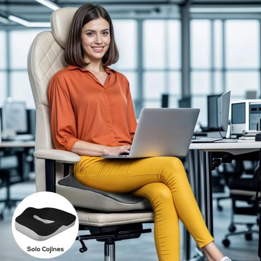 Cojín de Asiento de Espuma Viscoelástica con Base Antideslizante para Silla de Comedor Silla de Ruedas Negro