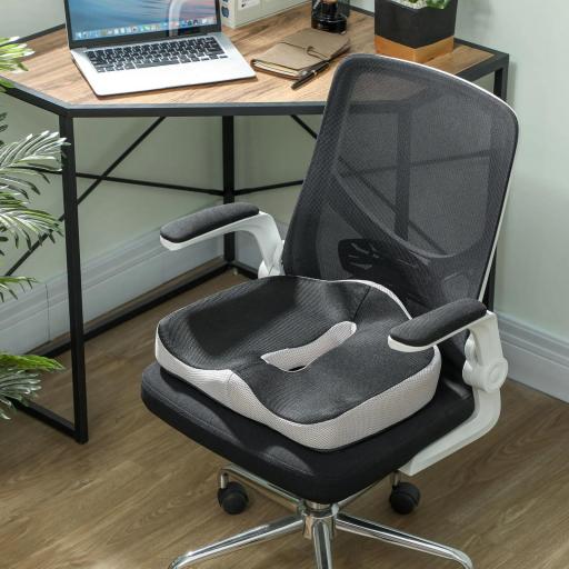 Cojín de Asiento de Espuma Viscoelástica con Base Antideslizante para Silla de Comedor Silla de Ruedas Negro [3]