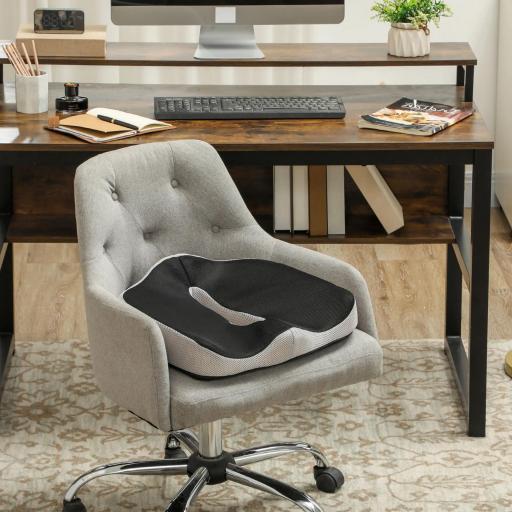 Cojín de Asiento de Espuma Viscoelástica con Base Antideslizante para Silla de Comedor Silla de Ruedas Negro [7]