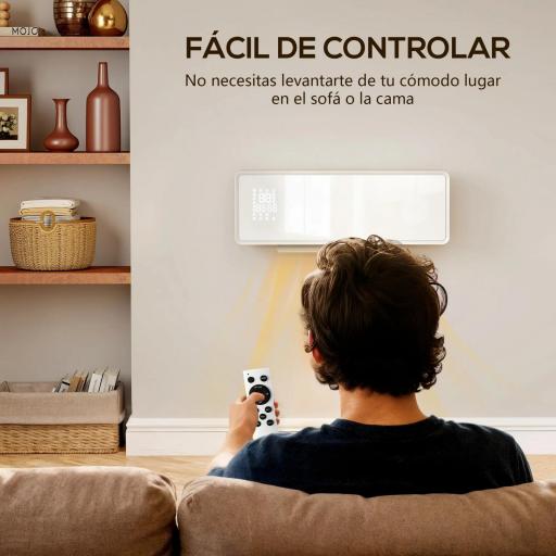 Calefactor Eléctrico Bajo Consumo de Pared 2000W con 3 Modos Pantalla LED Termostato Temporizador y Panel de Vidrio [2]