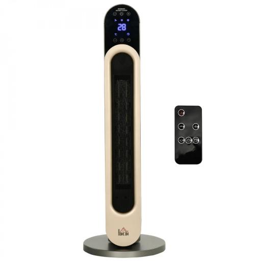 Calefactor Cerámico de Torre 1100/2200W con Mando Pantalla LED Temporizador y Oscilación Ø25x73,5 cm Plata [8]