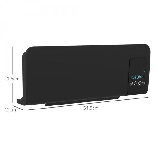 Calefactor Eléctrico de Pared 1000W/2000W Estufa con Pantalla LED y Mando a Distancia 54,5x12x21,5 cm Negro [1]