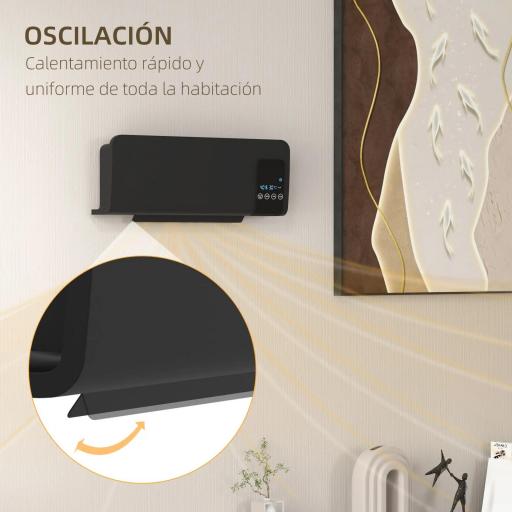 Calefactor Eléctrico de Pared 1000W/2000W Estufa con Pantalla LED y Mando a Distancia 54,5x12x21,5 cm Negro [5]