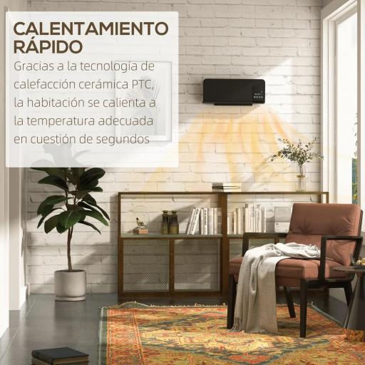 Calefactor Eléctrico de Pared 1000W/2000W Estufa con Pantalla LED y Mando a Distancia 54,5x12x21,5 cm Negro [6]
