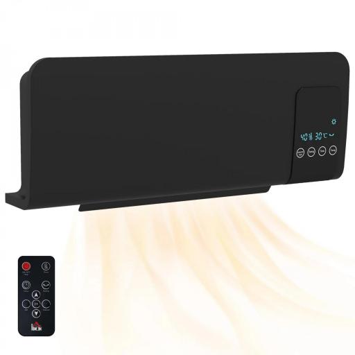 Calefactor Eléctrico de Pared 1000W/2000W Estufa con Pantalla LED y Mando a Distancia 54,5x12x21,5 cm Negro [7]