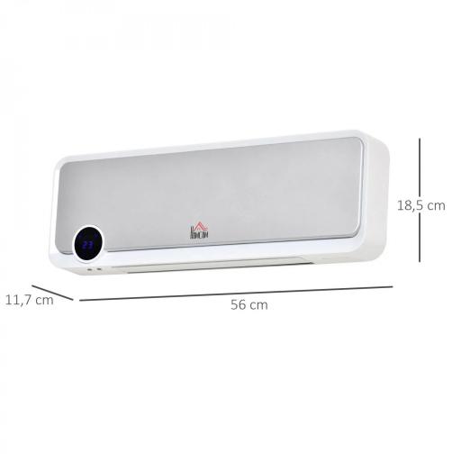 Calefactor Baño de Pared 1000W/2000W con Mando a Distancia Pantalla LED Temporizador 12H Termostato Blanco [1]