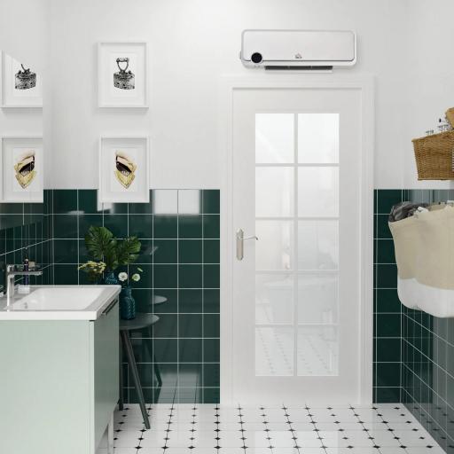 Calefactor Baño de Pared 1000W/2000W con Mando a Distancia Pantalla LED Temporizador 12H Termostato Blanco [2]