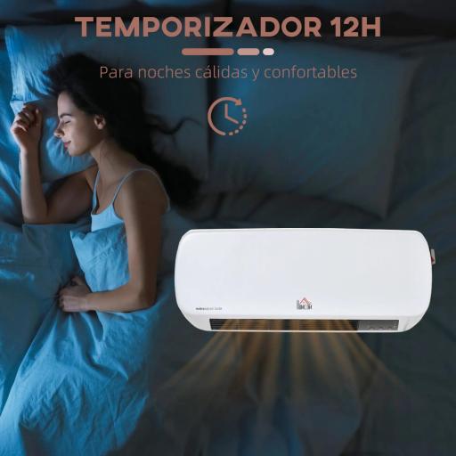 Calefactor Eléctrico Bajo Consumo, 1000W/2000W, Calefactor de Baño de Pared con Pantalla LED, IPX2, 3 Modos, PTC, Protección contra Sobrecalentamiento, Temporizador, Mando, para 20-25㎡, Blanco [7]