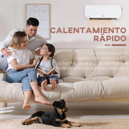 Calefactor Eléctrico Bajo Consumo, 1000W/2000W, Calefactor de Baño de Pared con Pantalla LED, IPX2, 3 Modos, PTC, Protección contra Sobrecalentamiento, Temporizador, Mando, para 20-25㎡, Blanco [2]