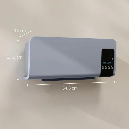 Calefactor Eléctrico de Pared 1000W/2000W Estufa con Pantalla LED y Mando a Distancia 54,5x12x21,5 cm Gris [5]