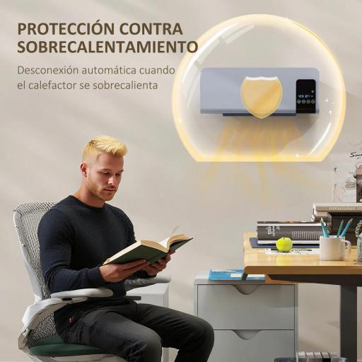 Calefactor Eléctrico de Pared 1000W/2000W Estufa con Pantalla LED y Mando a Distancia 54,5x12x21,5 cm Gris [6]