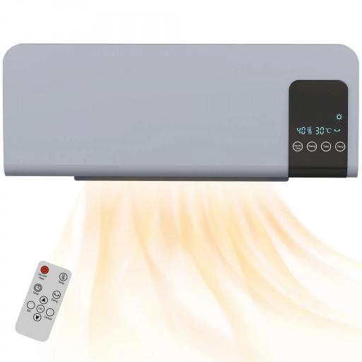 Calefactor Eléctrico de Pared 1000W/2000W Estufa con Pantalla LED y Mando a Distancia 54,5x12x21,5 cm Gris [9]