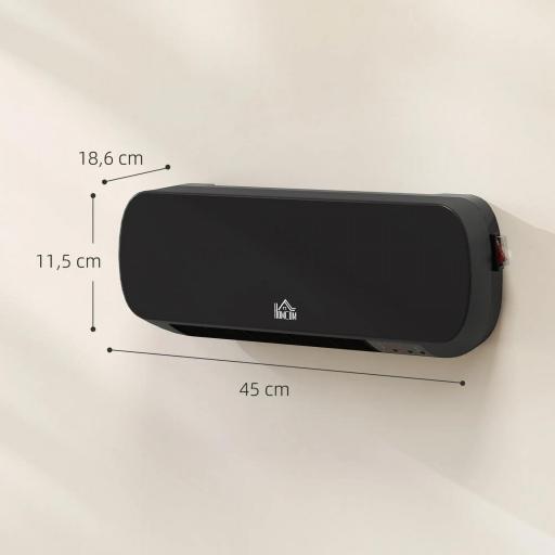 Calefactor Eléctrico de Pared 1000W/2000W Estufa con Pantalla LED y Mando a Distancia 45x18,6x11,5 cm Negro [1]