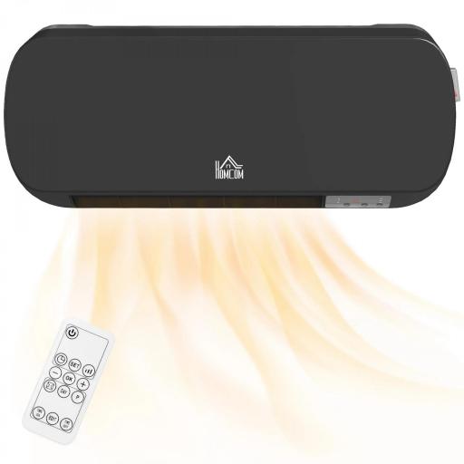 Calefactor Eléctrico de Pared 1000W/2000W Estufa con Pantalla LED y Mando a Distancia 45x18,6x11,5 cm Negro [8]