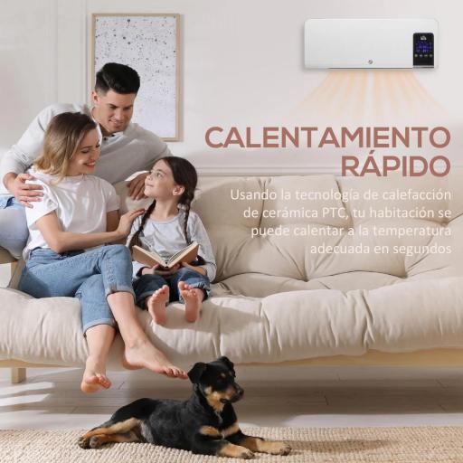 Calefactor Eléctrico de Pared 1000W/2000W Estufa con Pantalla LED y Mando a Distancia 54,5x12x21,5 cm Blanco [6]