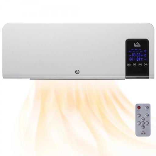 Calefactor Eléctrico de Pared 1000W/2000W Estufa con Pantalla LED y Mando a Distancia 54,5x12x21,5 cm Blanco [8]