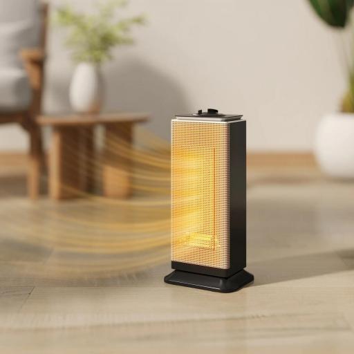 Calefactor Cerámico Eléctrico Cerámico 2000 W con Oscilación Termostato Ajustable y 3 Modos 18x15x40,5 cm Negro