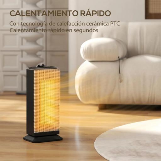 Calefactor Cerámico Eléctrico Cerámico 2000 W con Oscilación Termostato Ajustable y 3 Modos 18x15x40,5 cm Negro [1]
