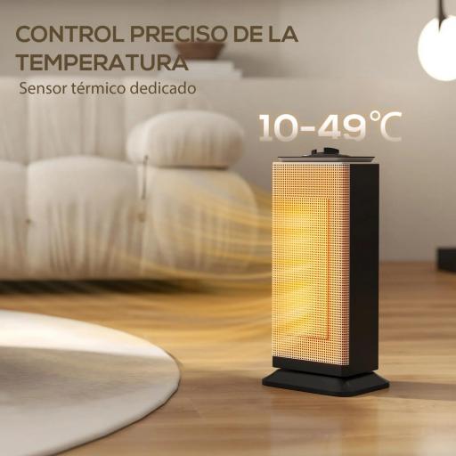 Calefactor Cerámico Eléctrico Cerámico 2000 W con Oscilación Termostato Ajustable y 3 Modos 18x15x40,5 cm Negro [3]