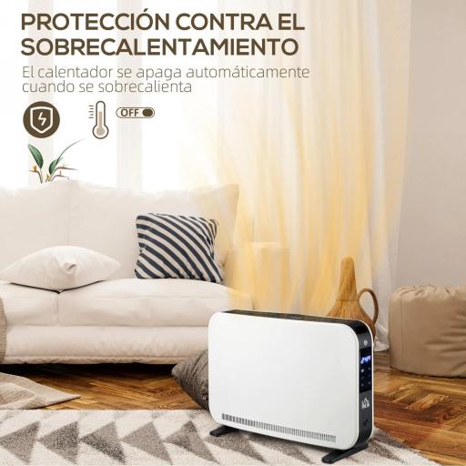 Calefactor Eléctrico 1830-2180W con 3 Modos Pantalla Táctil LED Termostato Regulable Temporizador para 12-18 ㎡ Blanco [6]
