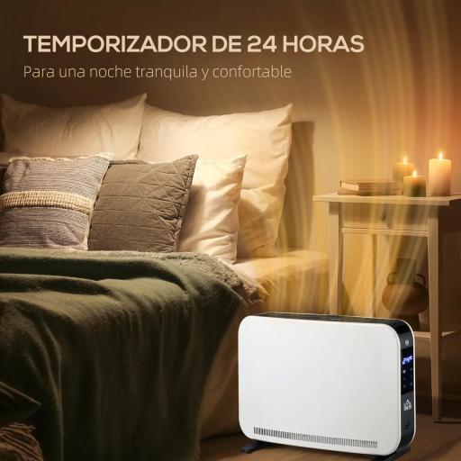 Calefactor Eléctrico 1830-2180W con 3 Modos Pantalla Táctil LED Termostato Regulable Temporizador para 12-18 ㎡ Blanco [1]