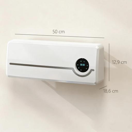 Calefactor Eléctrico Bajo Consumo de Pared 2000W con 3 Modos Pantalla LED Termostato Temporizador y Oscilación Blanco [2]