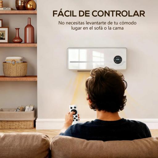 Calefactor Eléctrico Bajo Consumo de Pared 2000W con 3 Modos Pantalla LED Termostato Temporizador y Oscilación Blanco [1]