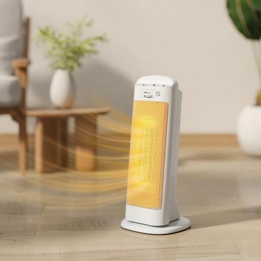 Calefactor Eléctrico Bajo Consumo 2000W con 4 Modos Termostato Regulable Protección contra Vuelcos y Sobrecalentamiento