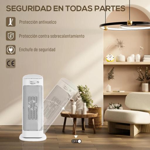 Calefactor Eléctrico Bajo Consumo 2000W con 4 Modos Termostato Regulable Protección contra Vuelcos y Sobrecalentamiento [2]