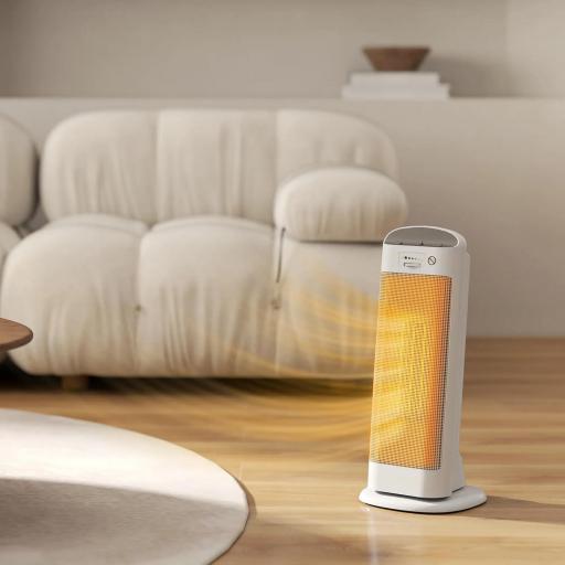 Calefactor Eléctrico Bajo Consumo 2000W con 4 Modos Termostato Regulable Protección contra Vuelcos y Sobrecalentamiento [1]