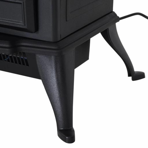 Chimenea Eléctrica Móvil 1000W/2000W Estufa de Pie Silencioso con Efecto de Llamas y Área de Cobertura 30m² Negro [6]